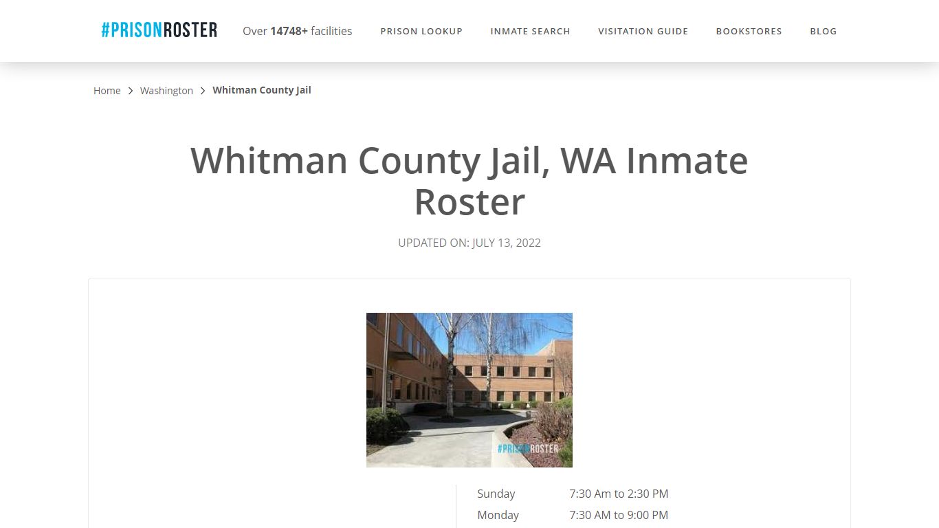 Whitman County Jail, WA Inmate Roster
