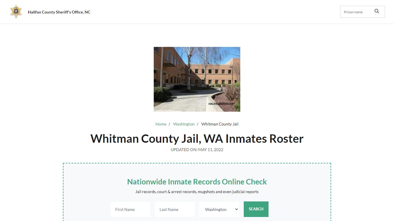 Whitman County Jail, WA Jail Roster, Name Search